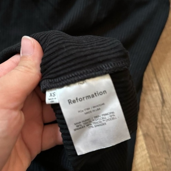 REFORMATION Black Ribbed Bleeker Dress - Picture 9 of 9